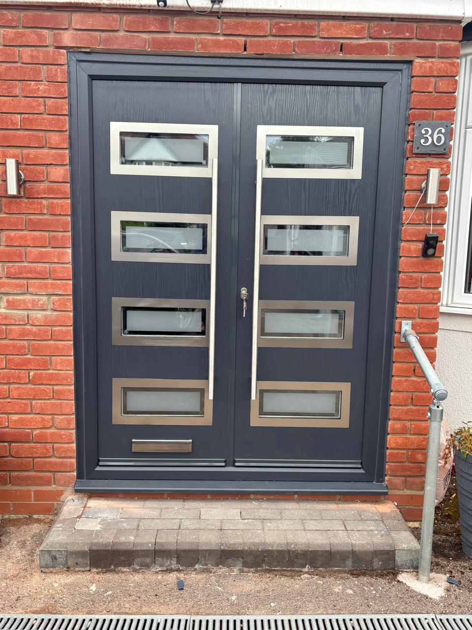 Contemporary grey entrance door installed in Birmingham