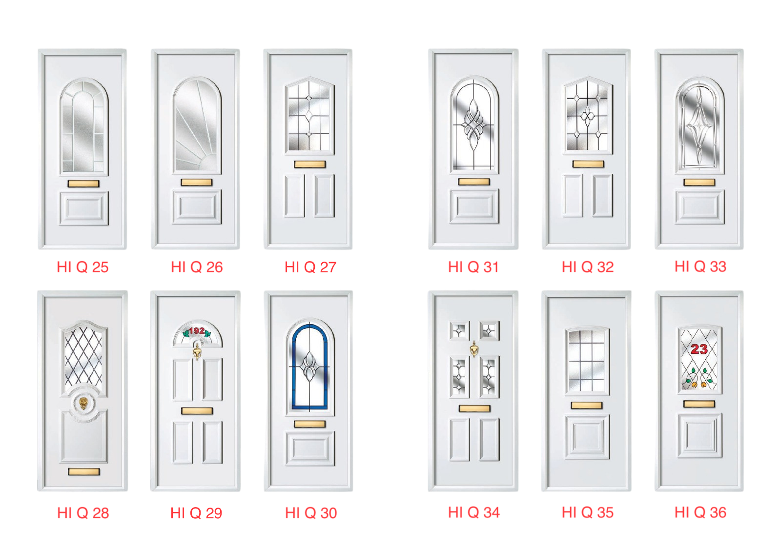 Door brochure page 2 – colour and glass options